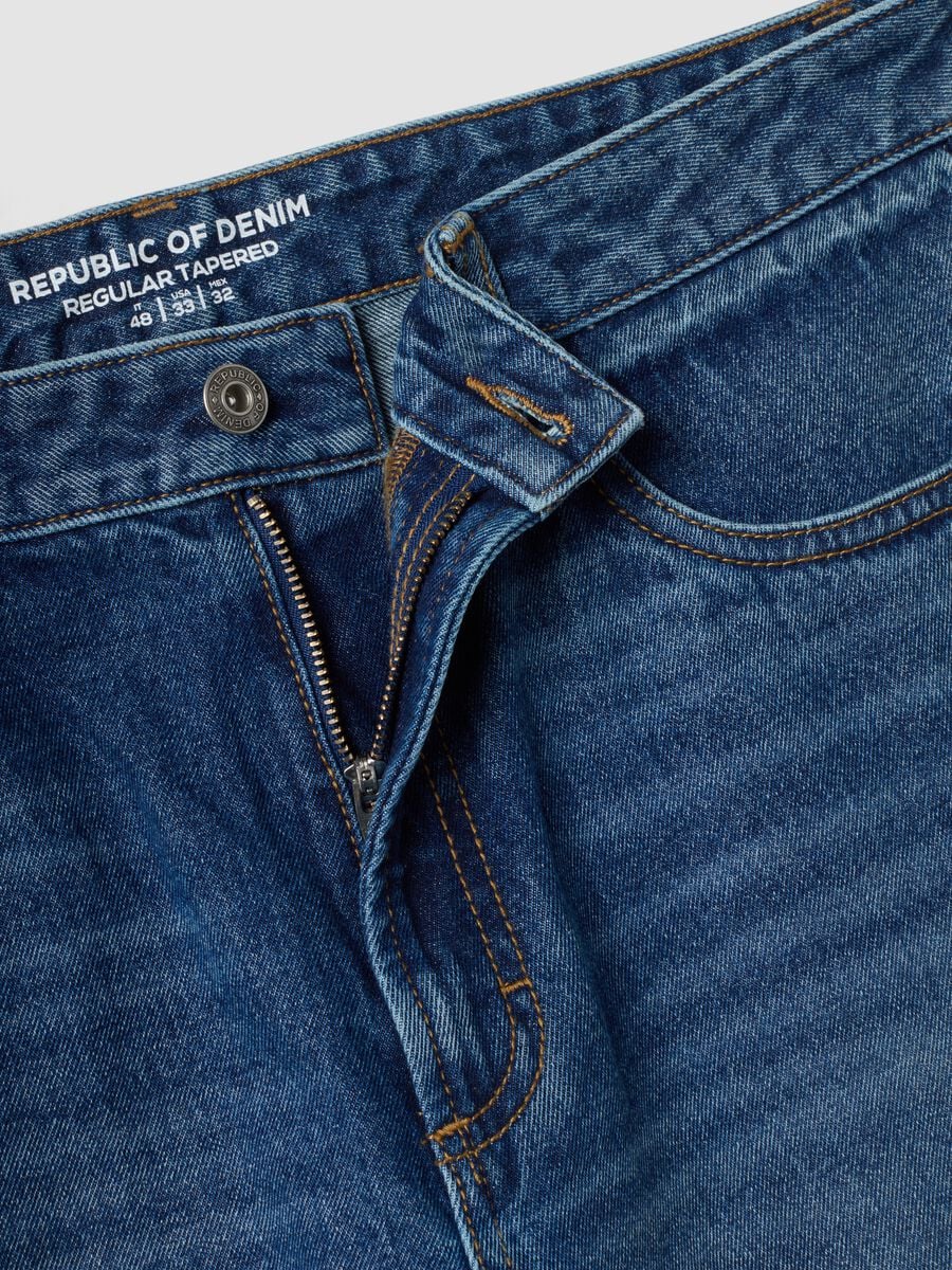 Regular tapered pure cotton denim jeans_2