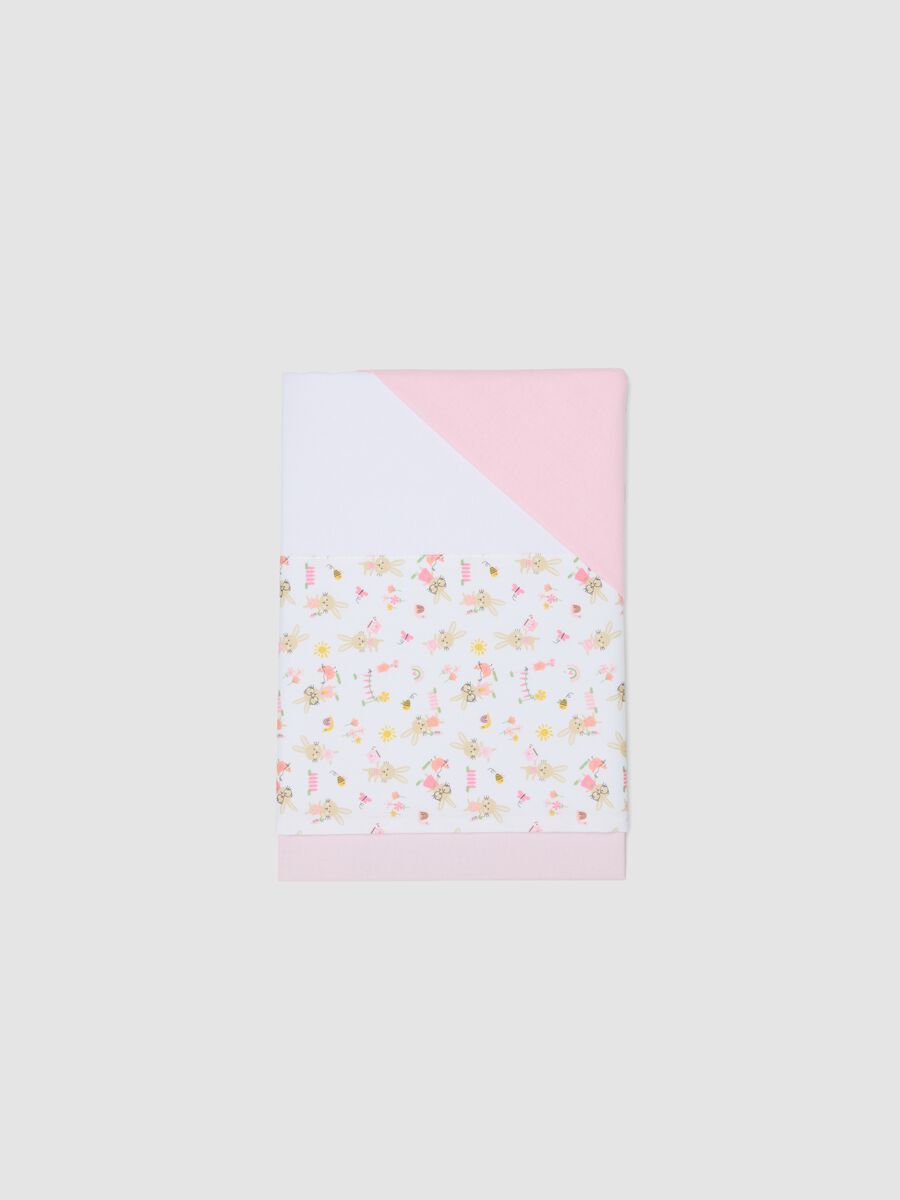 Multi-coloured pure cotton crib sheet set for baby girls_0