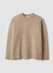 Beige stretch wool crew-neck jumper, oversized fit_4