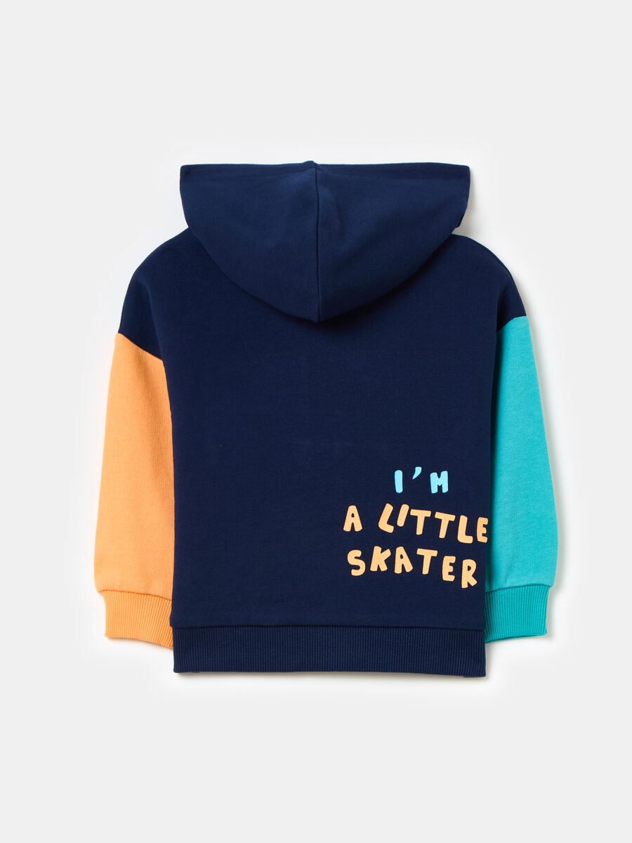 Colourblock sweatshirt with hood and print_1