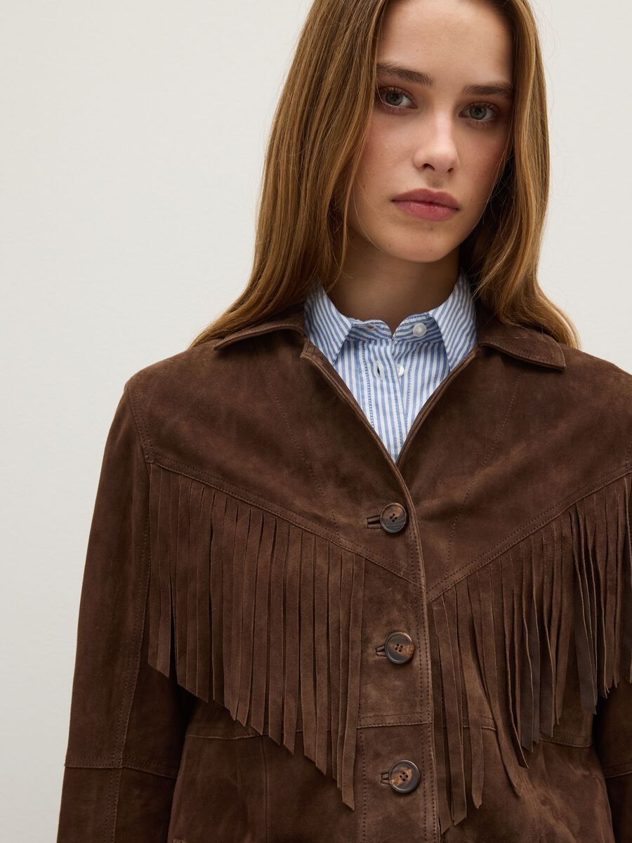 Genuine Leather Saharan Jacket with Fringes_3