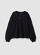 Black 100% cotton sweatshirt with star detail for girls, relaxed fit_3