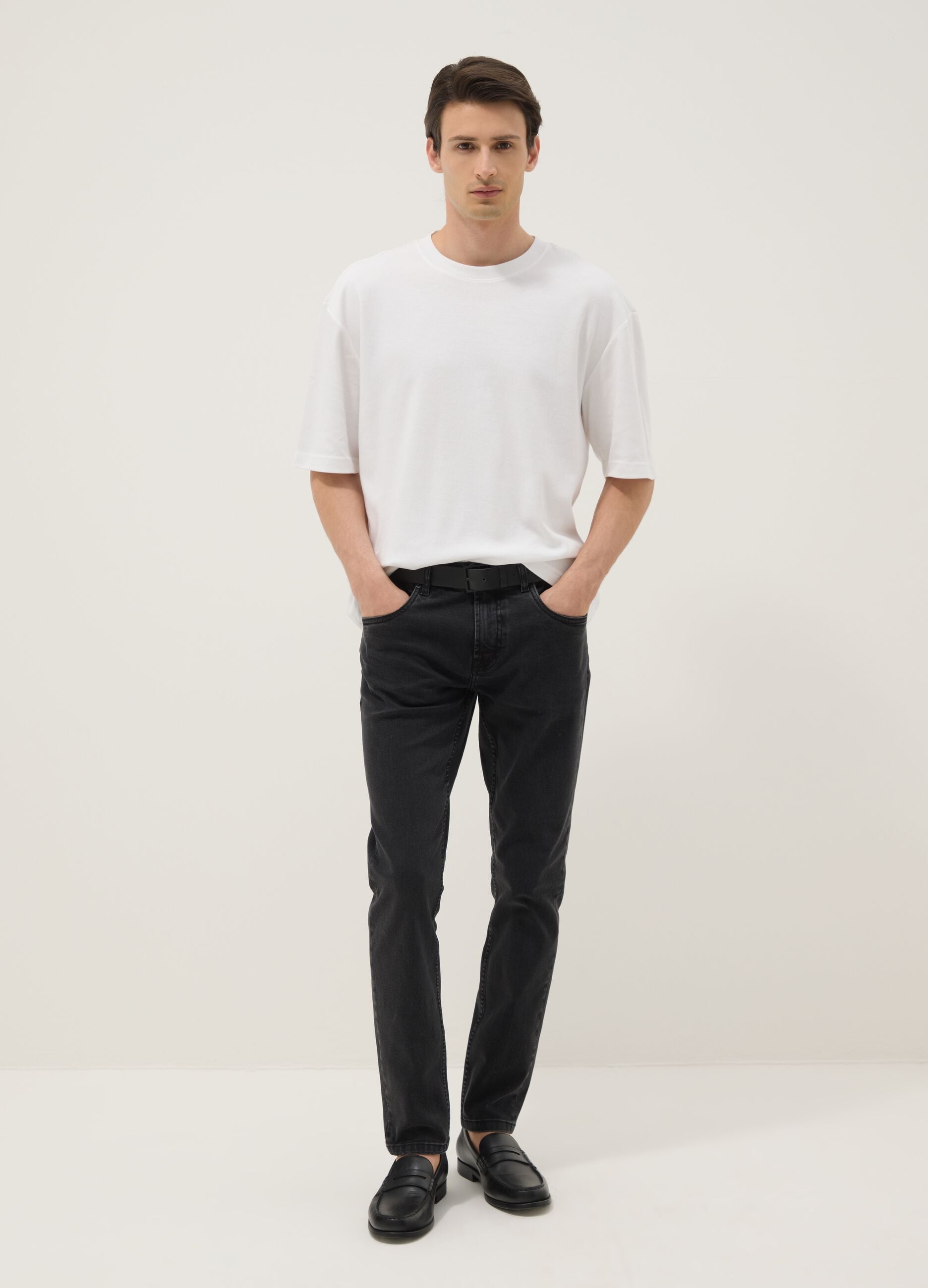 Schwarze Skinny-Fit-Jeans aus Stretch-Baumwolle