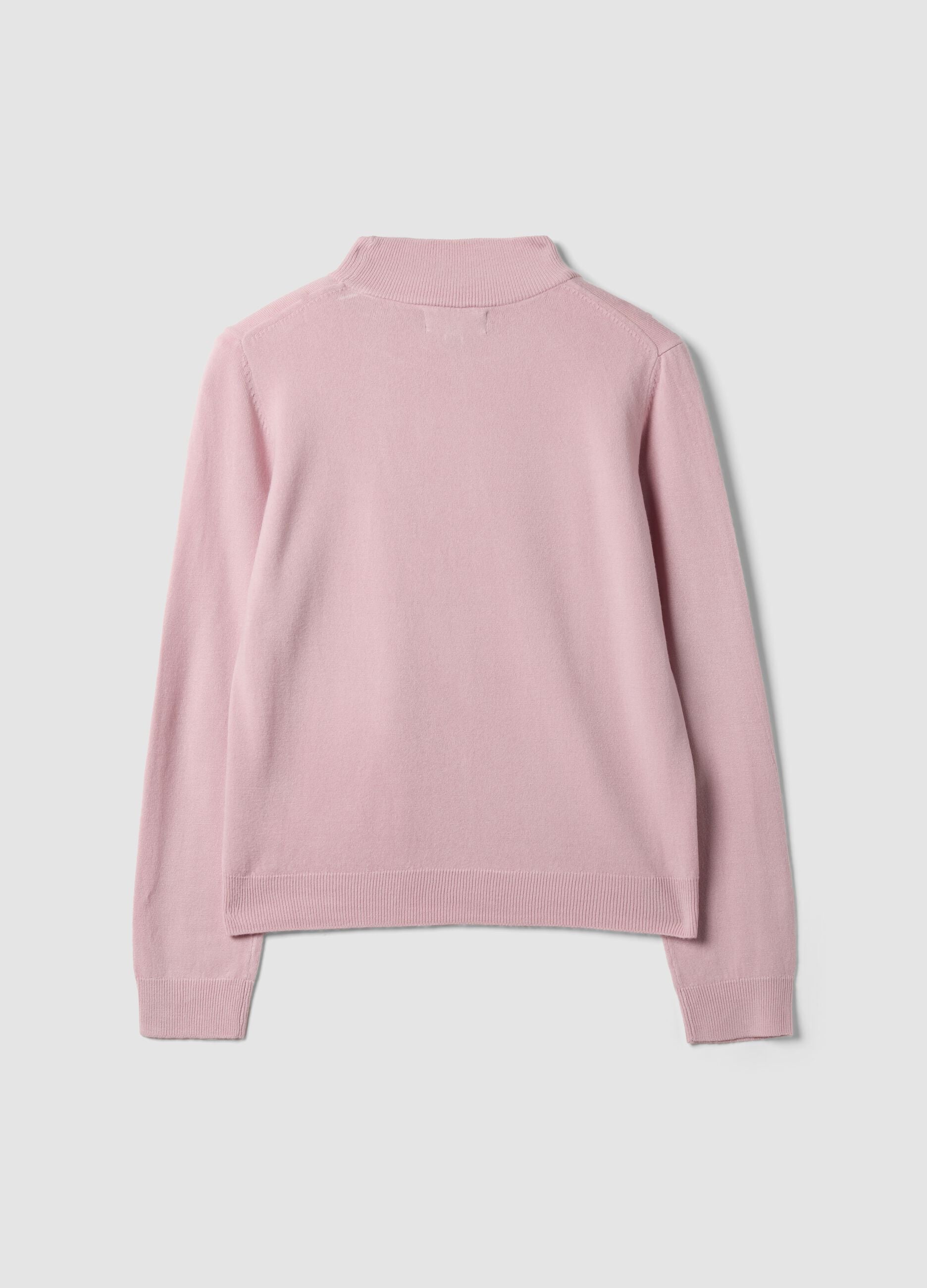 Pink long-sleeved top with high neck, regular fit