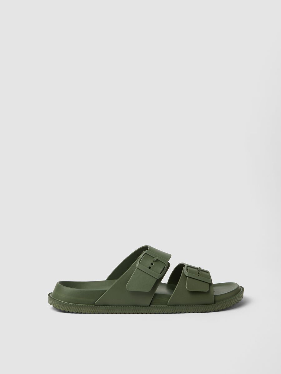 Green sandals with double strap and buckles_0