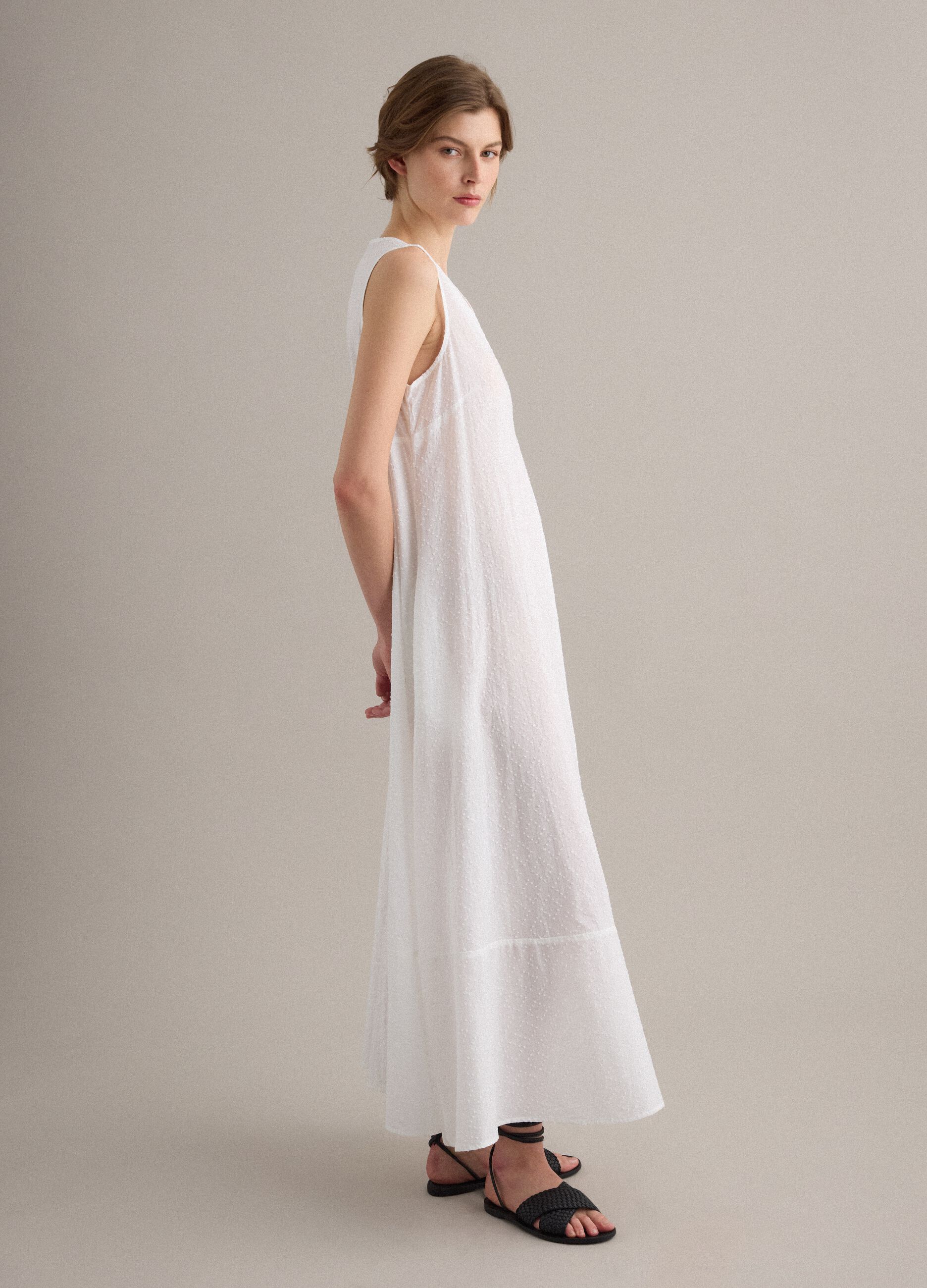 Vestido maxi blanco de algod&oacute;n puro