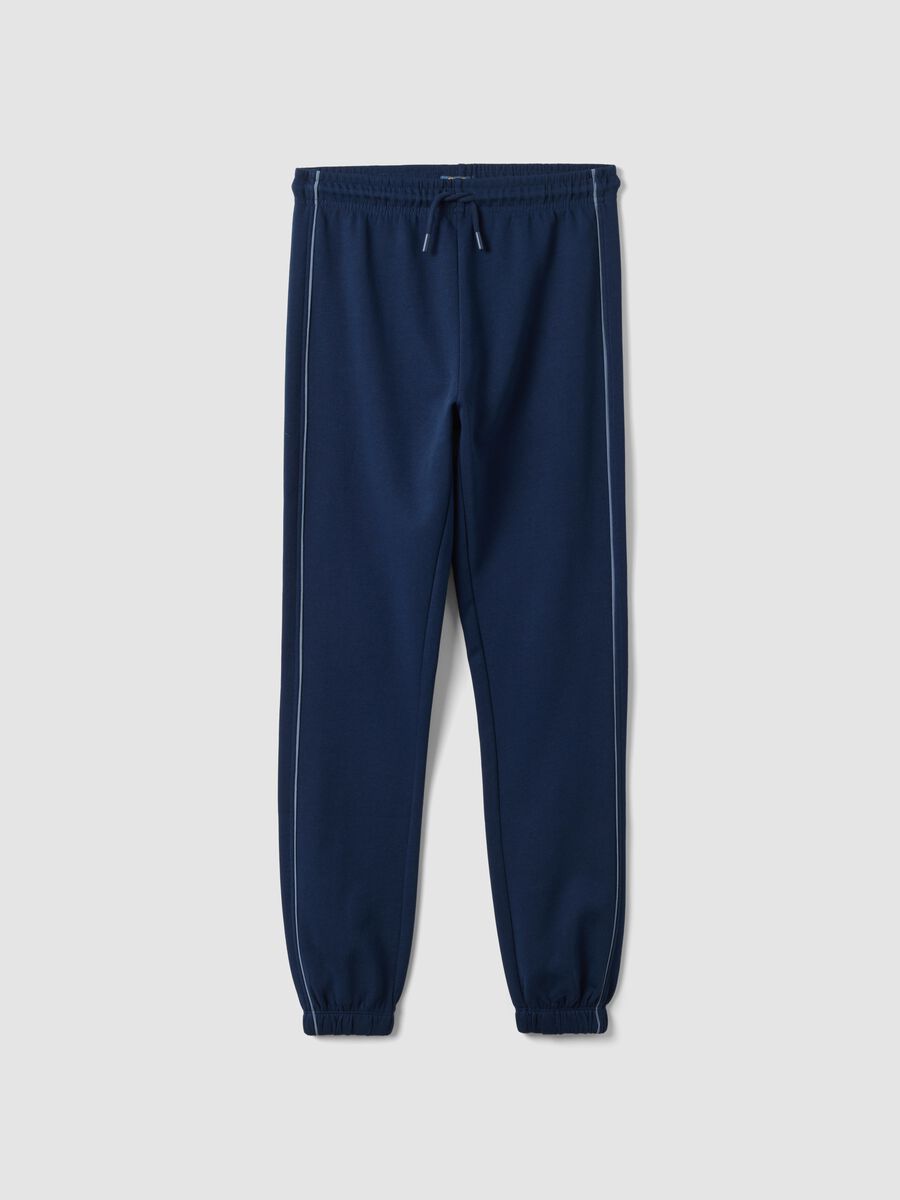 Blue pure-cotton joggers, regular fit_0