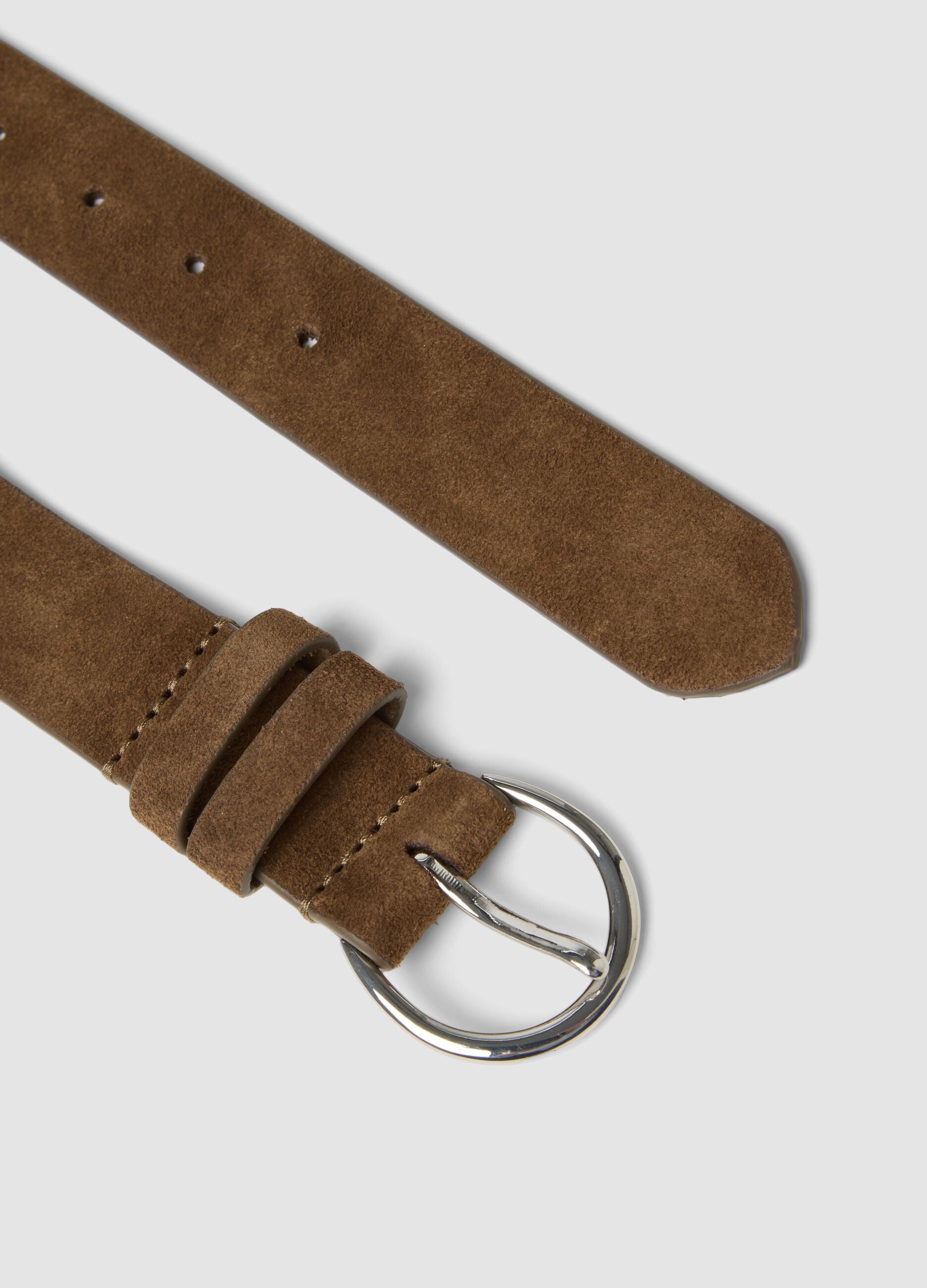 Brauner G&uuml;rtel aus echtem Leder mit ovaler Schnalle