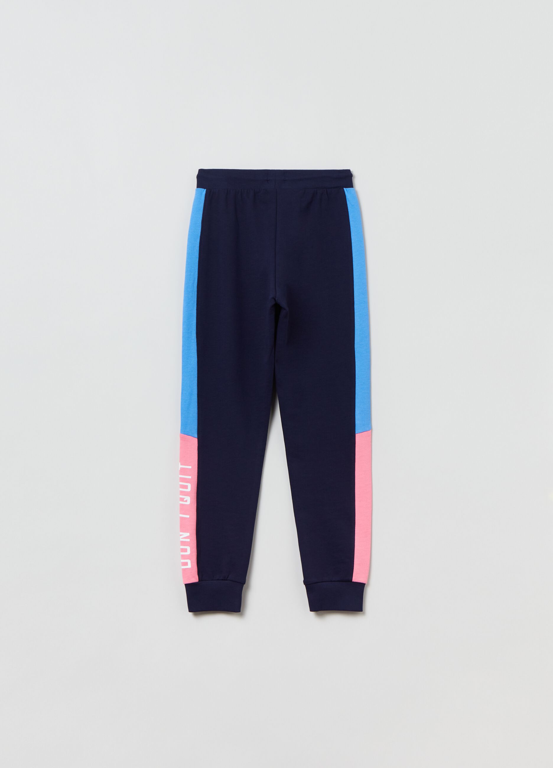 Fleece joggers with contrasting bands