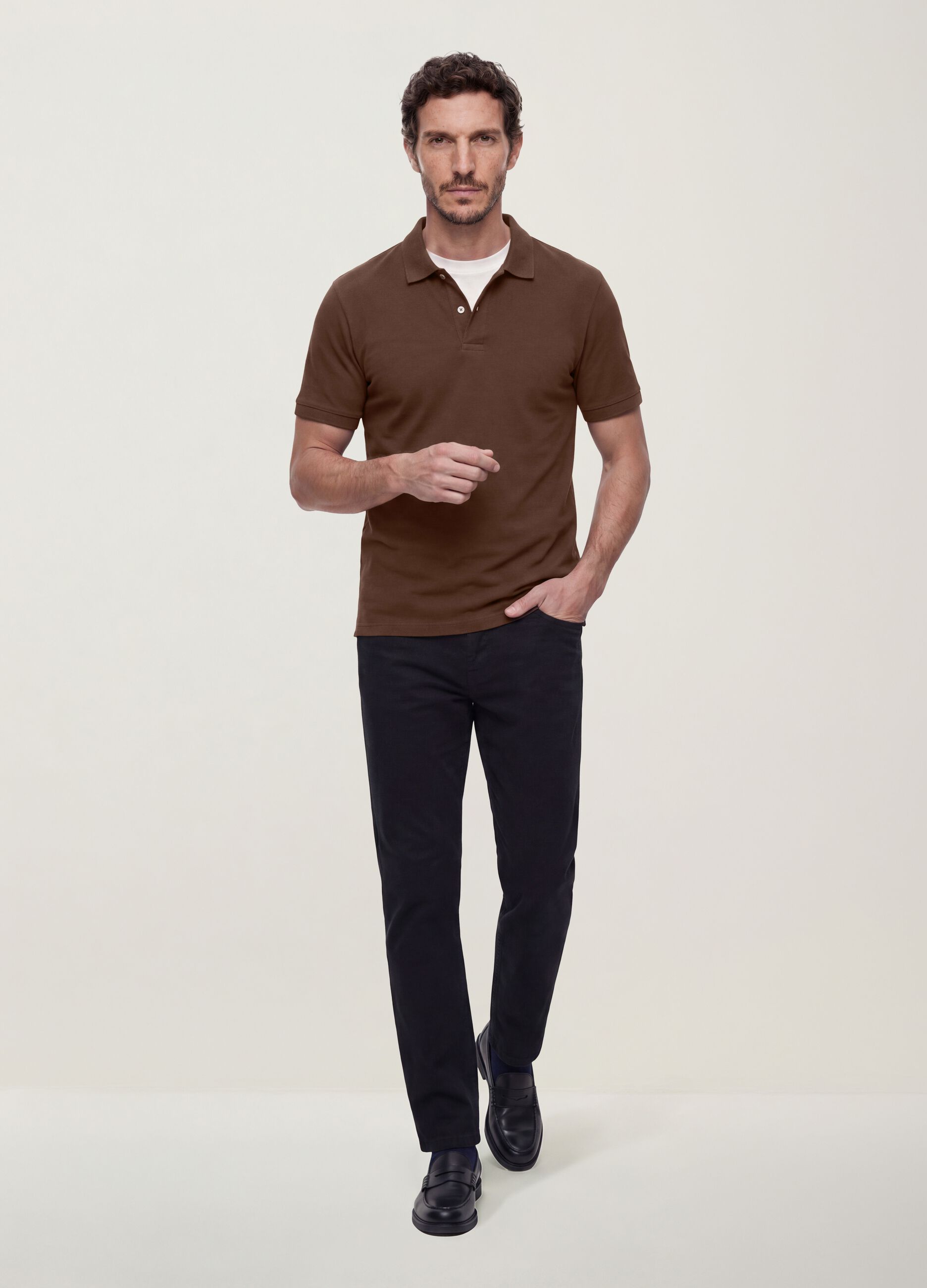 Schwarze Slim-Fit-Hose aus Stretch-Baumwolltwill