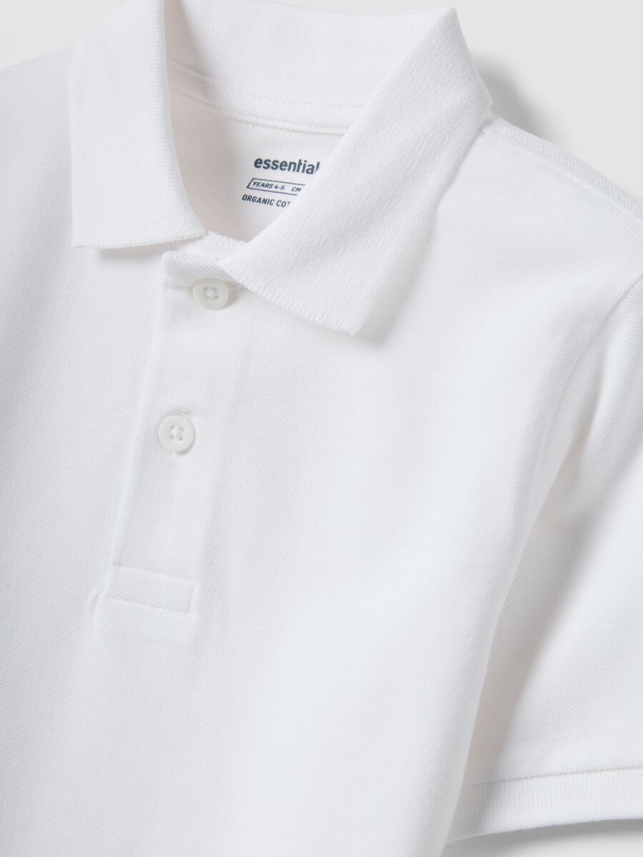 Boys&rsquo; white organic cotton polo shirt, regular fit_2