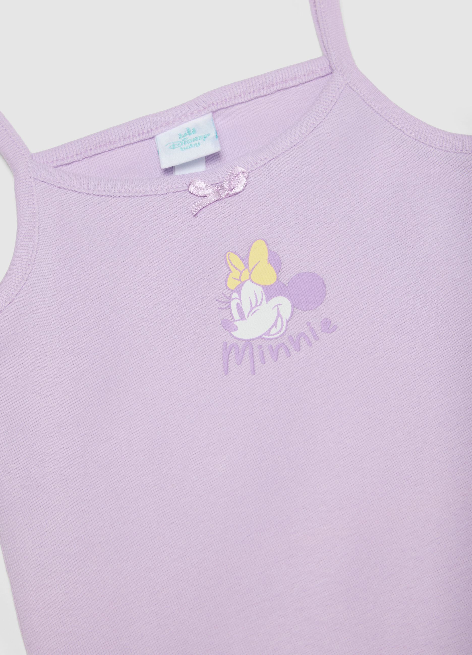 Lot de 2 bodies b&eacute;b&eacute; fille en pur coton multicolores sans manches avec Minnie
