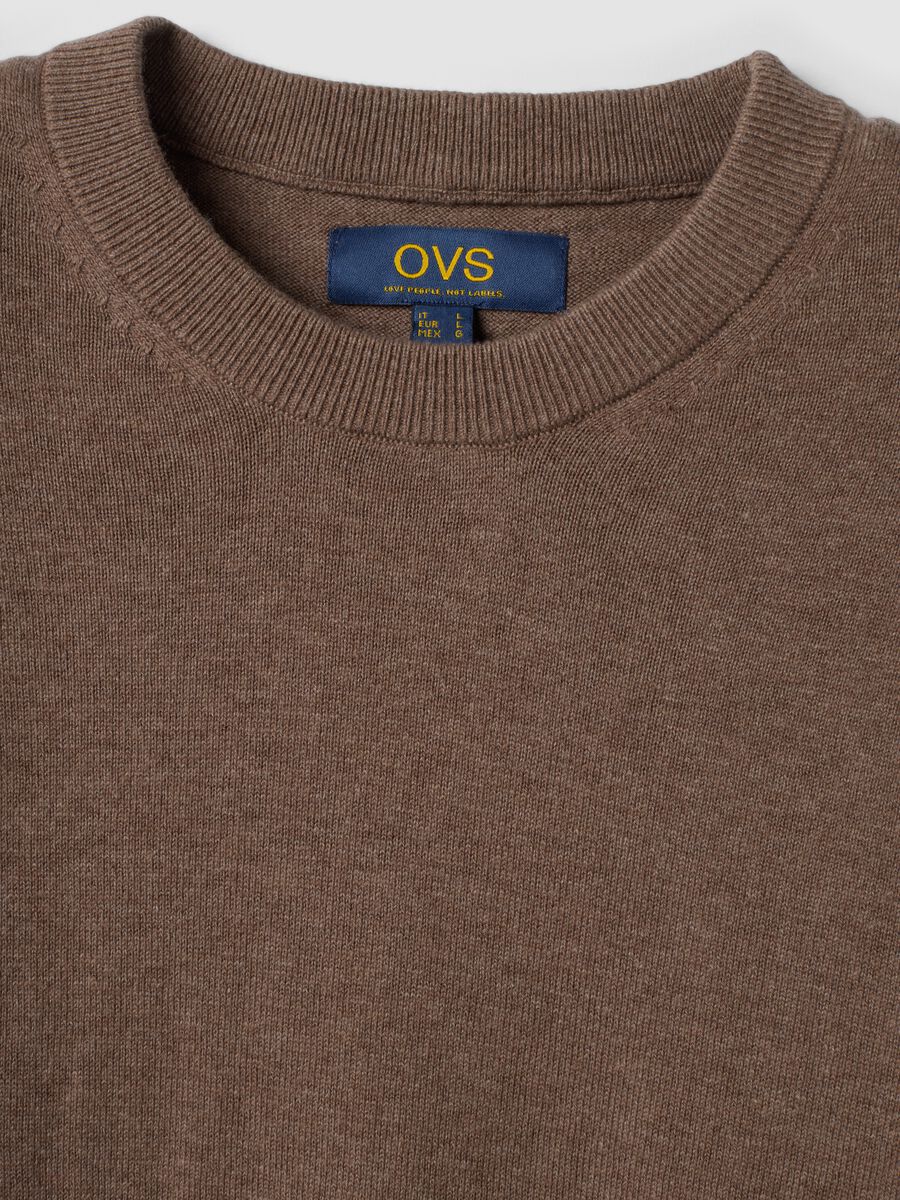 Brown cotton and cashmere blend crew-neck jumper_1