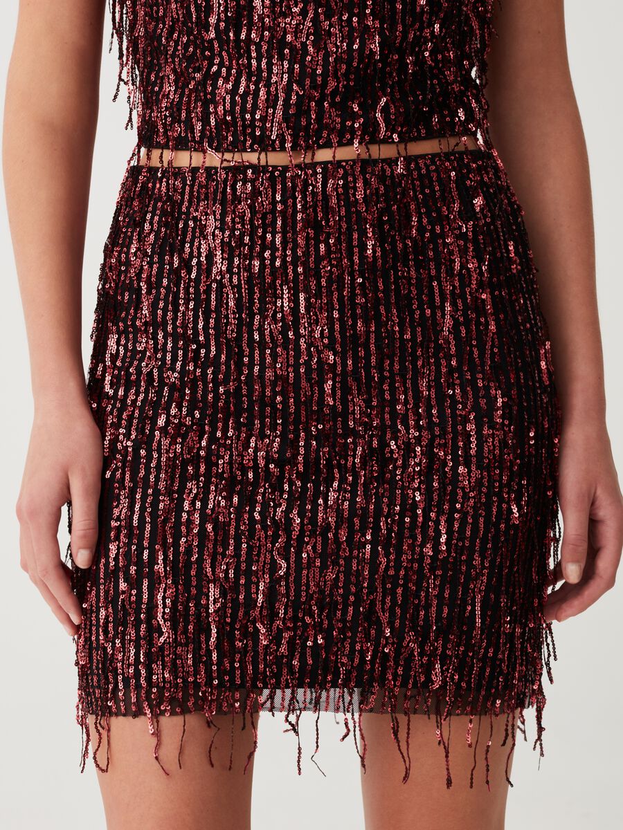 Miniskirt with sequin fringe_1