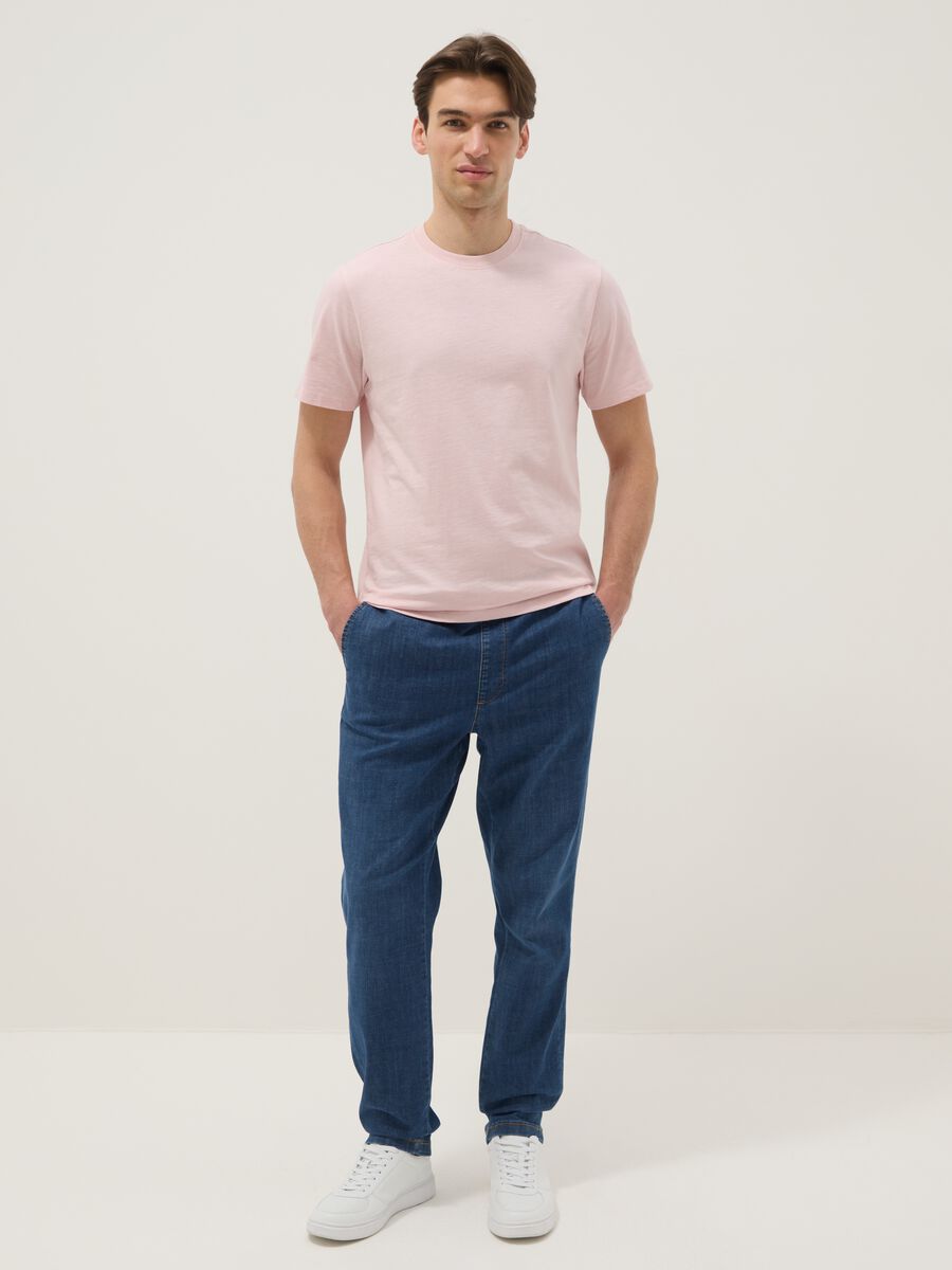 Regular fit stretch cotton denim blue jeans_1