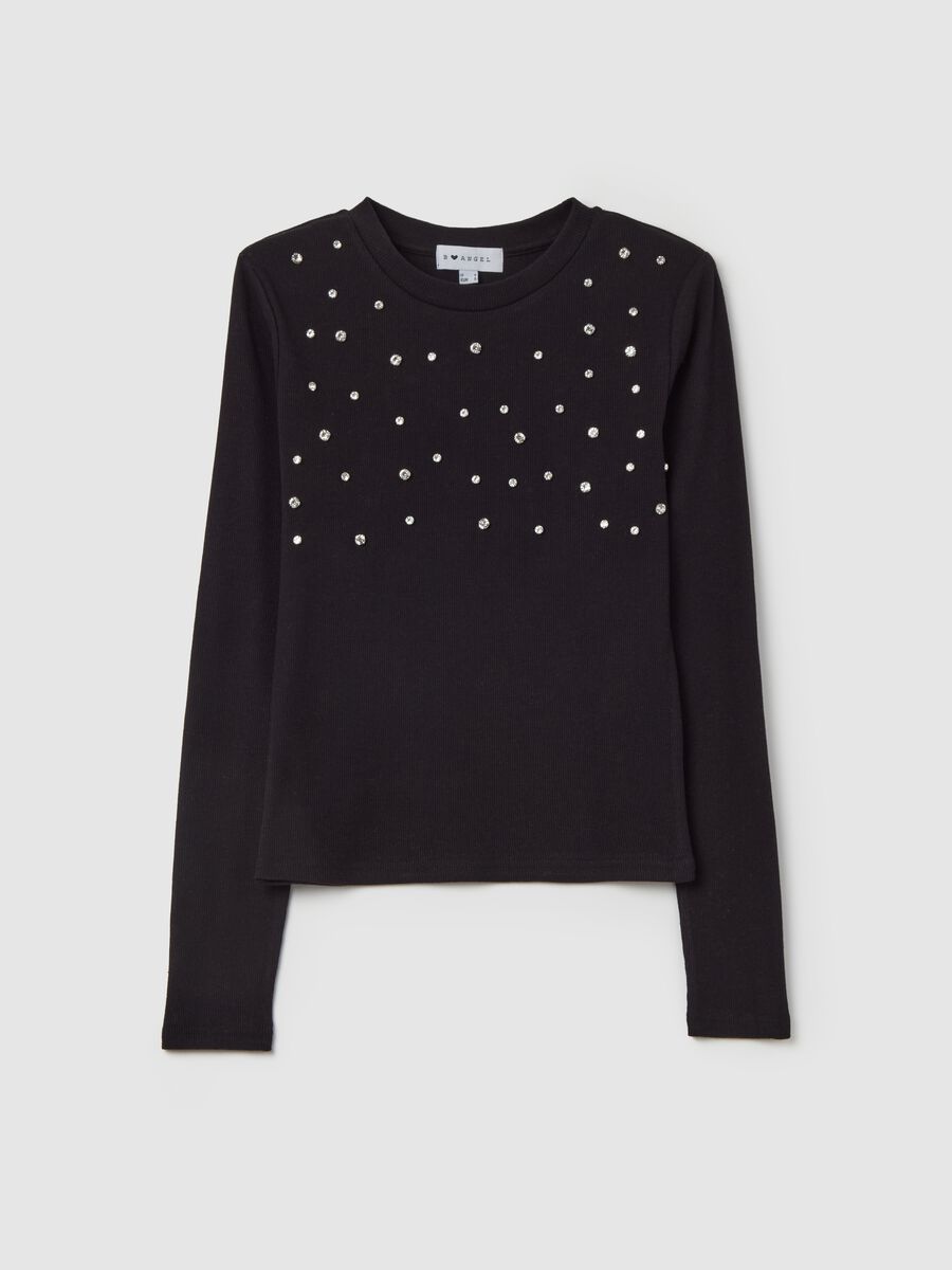Long-sleeved T-shirt with diamantés_4