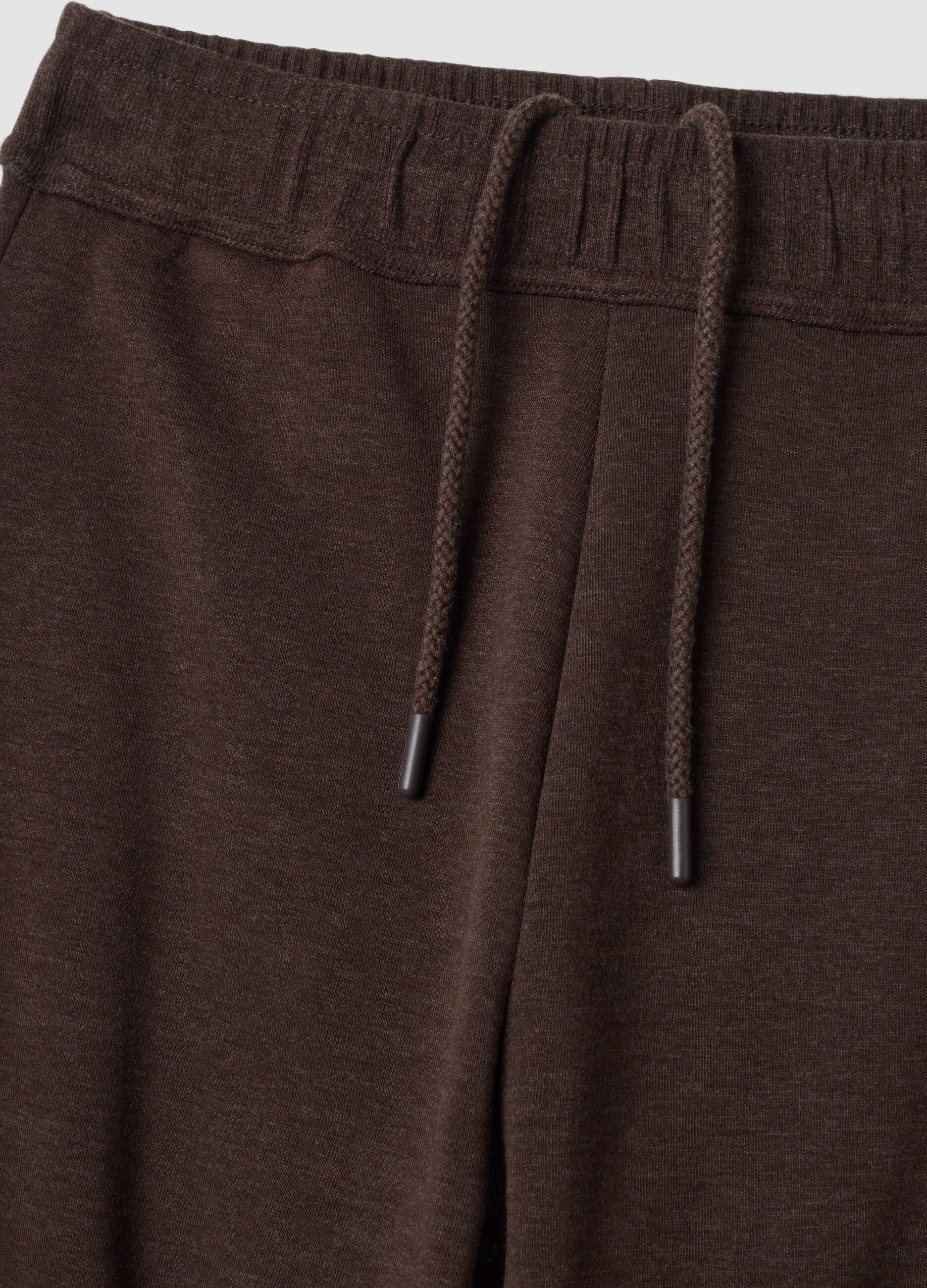 Cal&ccedil;as jogger castanhas em mistura de algod&atilde;o com cord&atilde;o, regular fit
