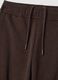 Cal&ccedil;as jogger castanhas em mistura de algod&atilde;o com cord&atilde;o, regular fit_1