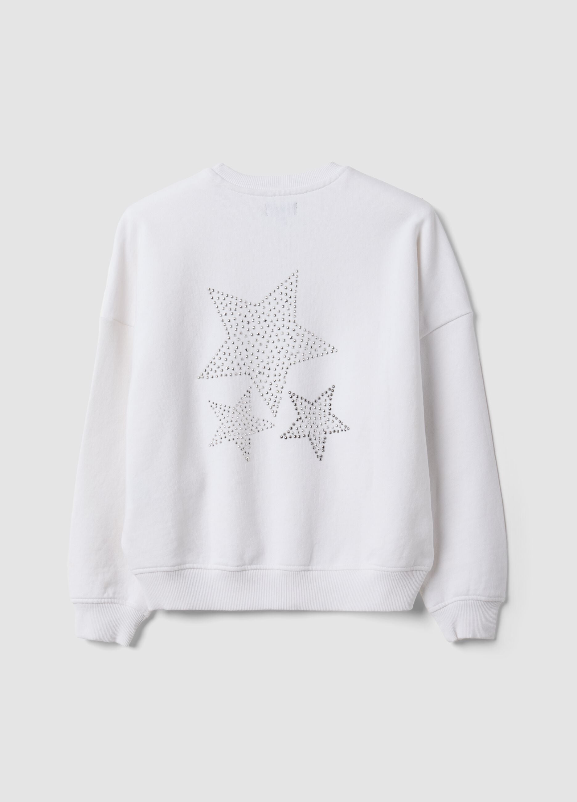 Sweatshirt branca oversized em algod&atilde;o puro com estrelas para menina