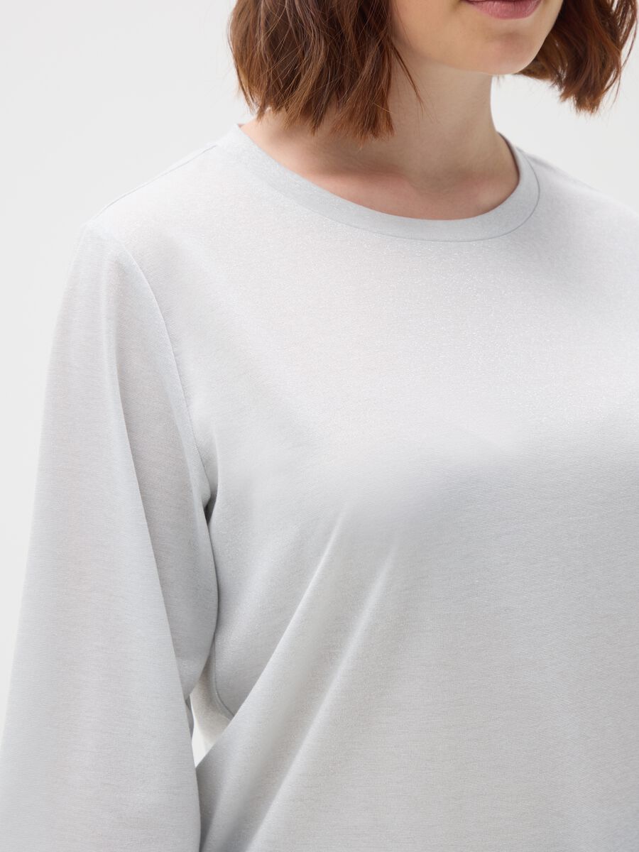 Grey stretch fabric regular fit t-shirt_2