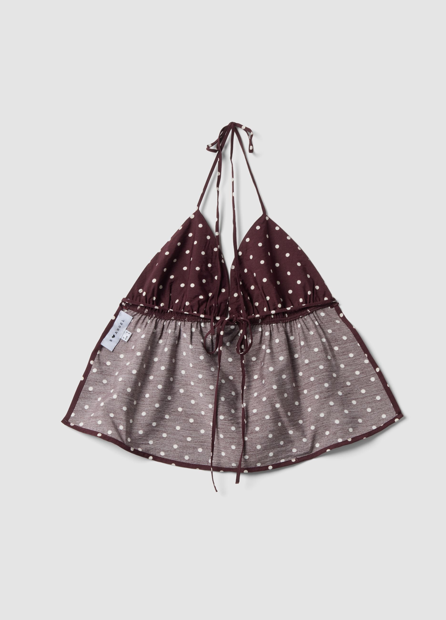 Brown polka-dot viscose-blend top