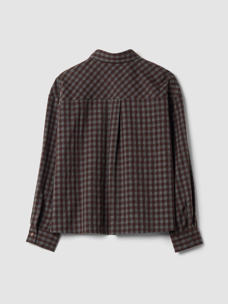 Camicia marrone a quadri in viscosa elasticizzata regular fit_2