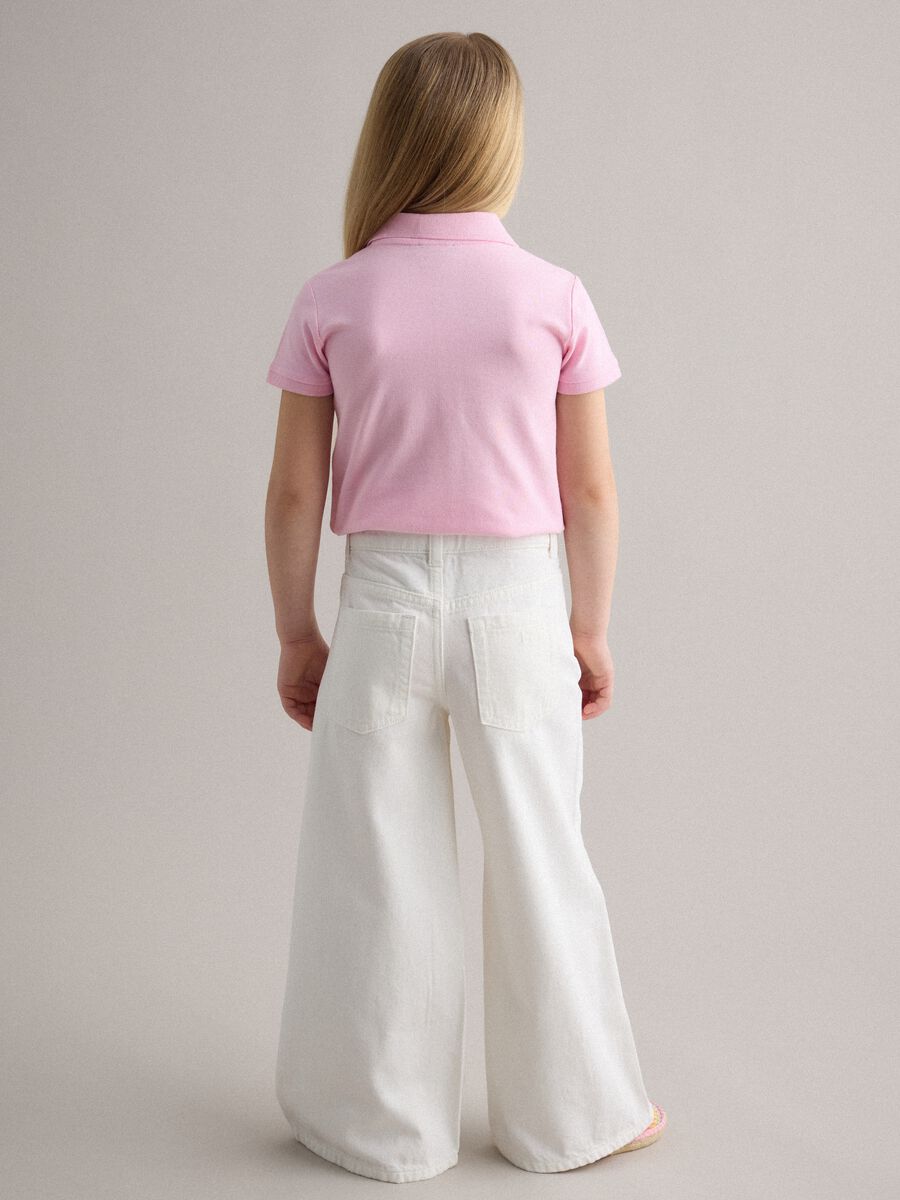 Girls' Wide Leg Pure Cotton White Trousers with Flowers_2