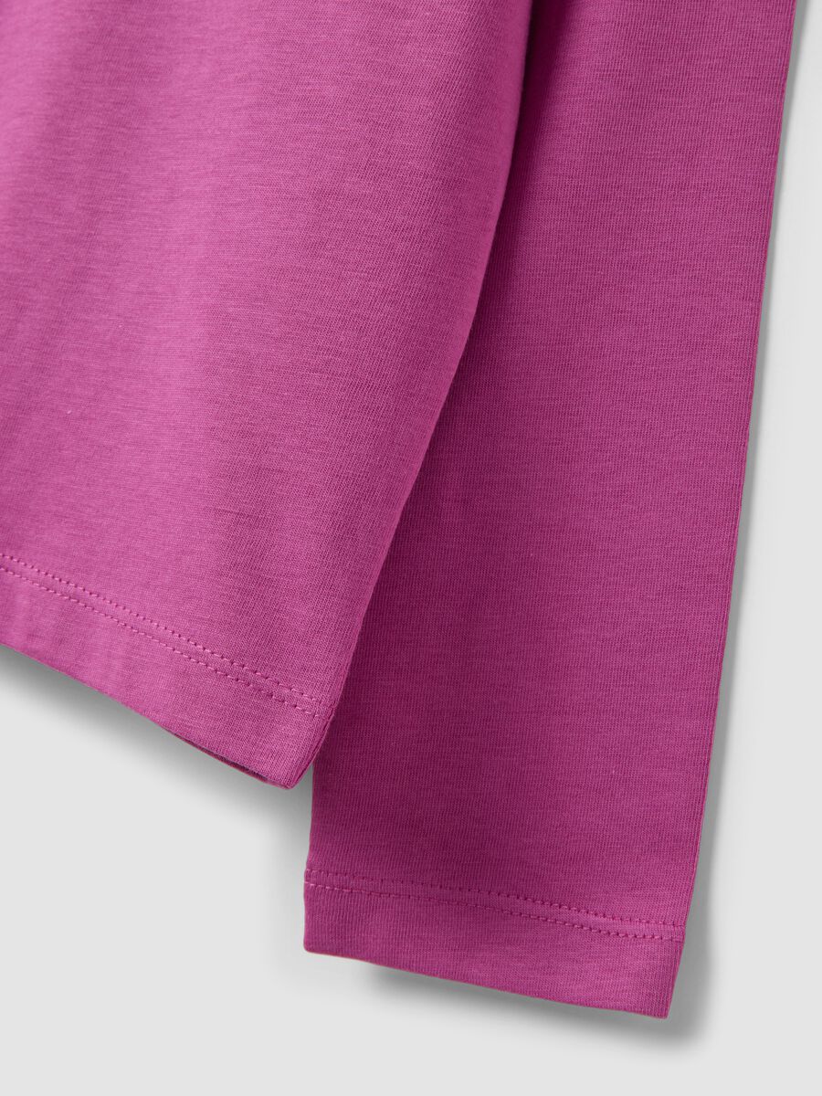 Girls' pink organic cotton T-shirt with front slogan_3