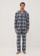 Grey and blue flannel pyjamas in pure organic cotton, regular fit_0