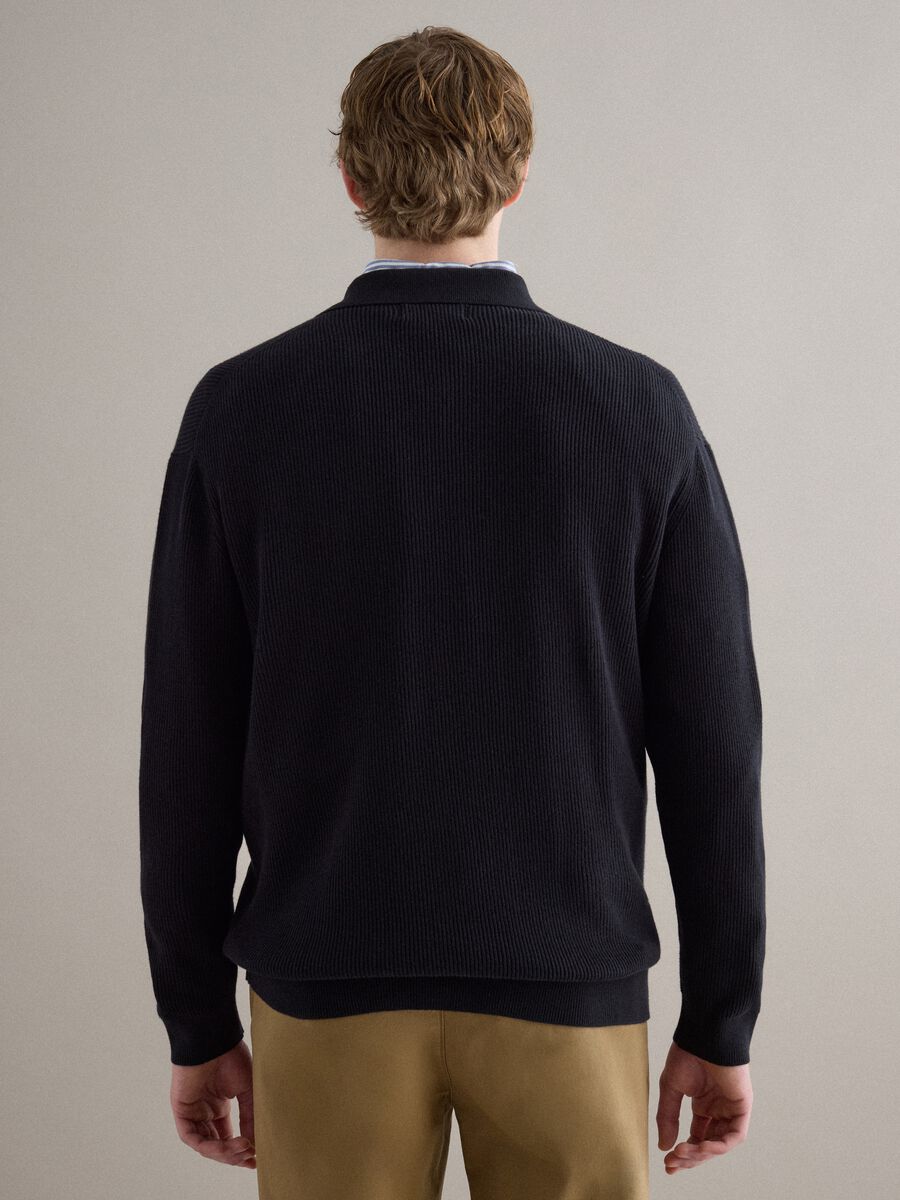 Blue pure cotton cardigan regular fit with full zip_2