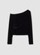 Black stretch-fabric T-shirt with wide asymmetric neckline, regular fit_2