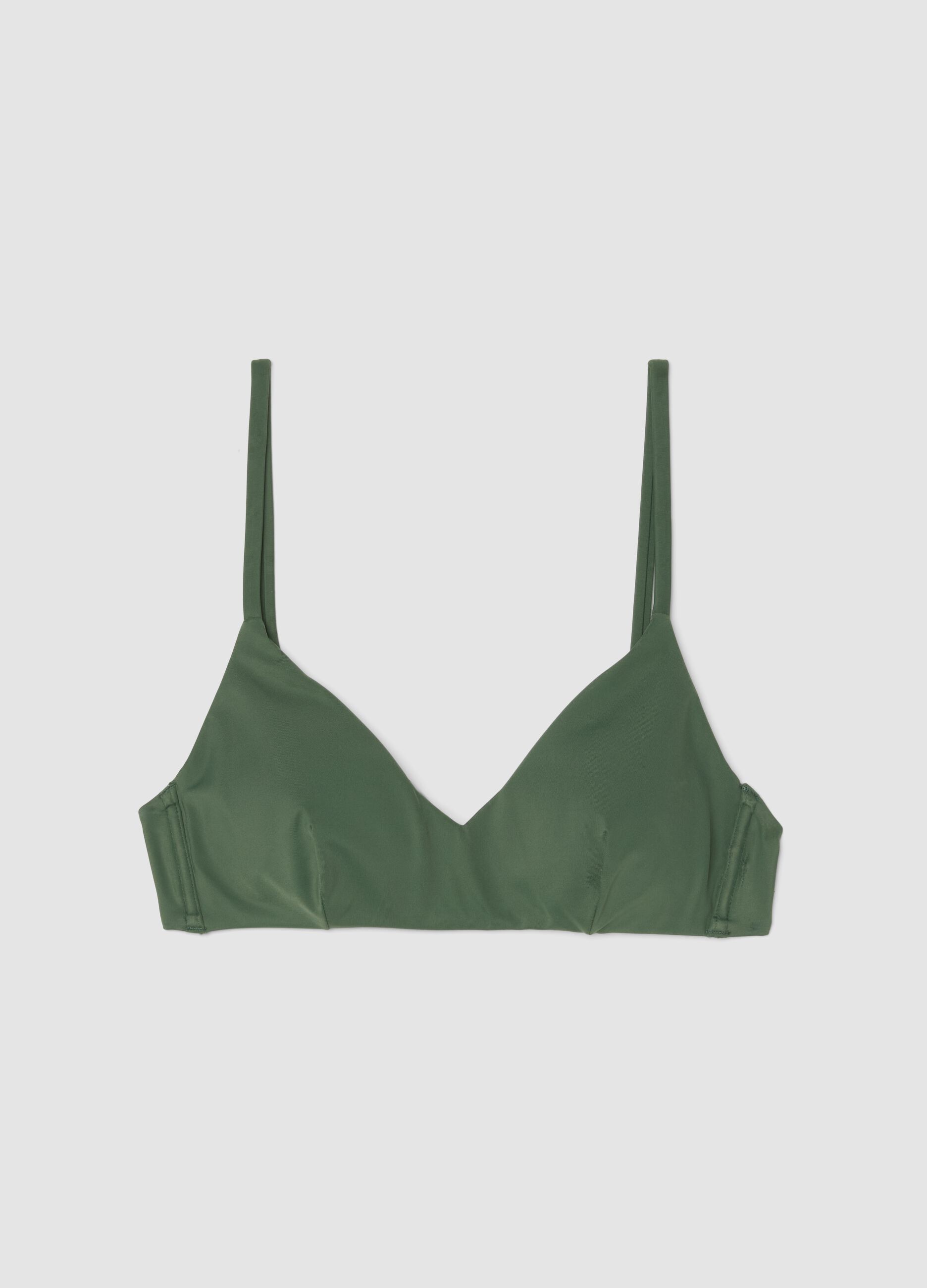 Top de bikini triangular verde con relleno removible