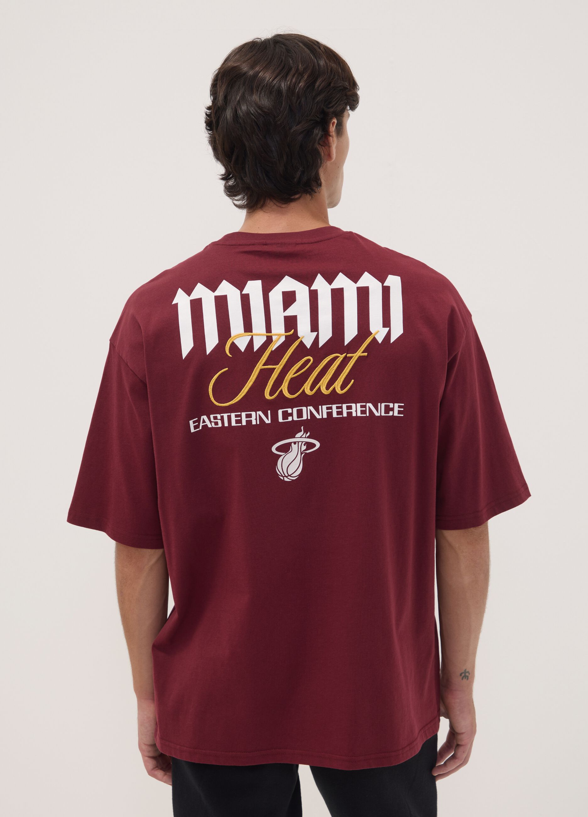 Red 100% cotton Miami Heat print T-shirt