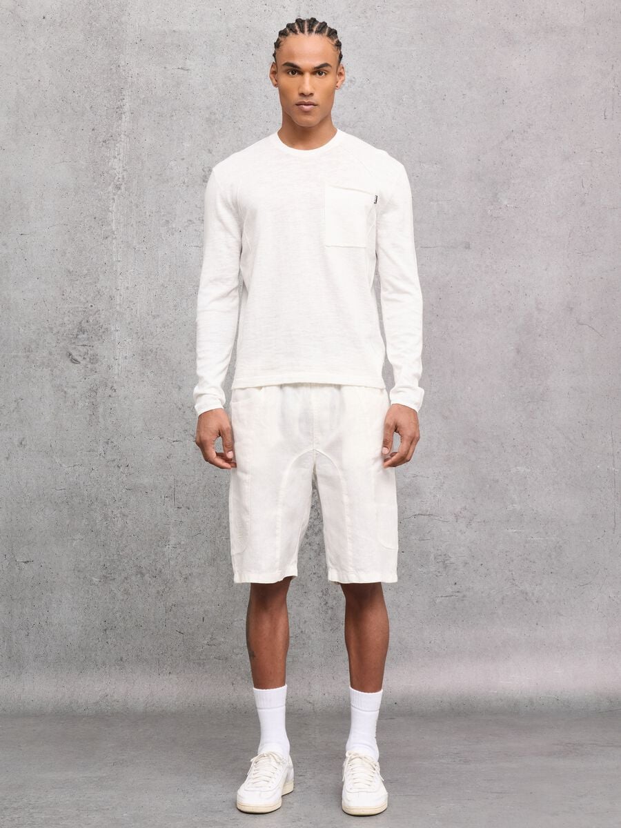 100% Linen Shorts White_0