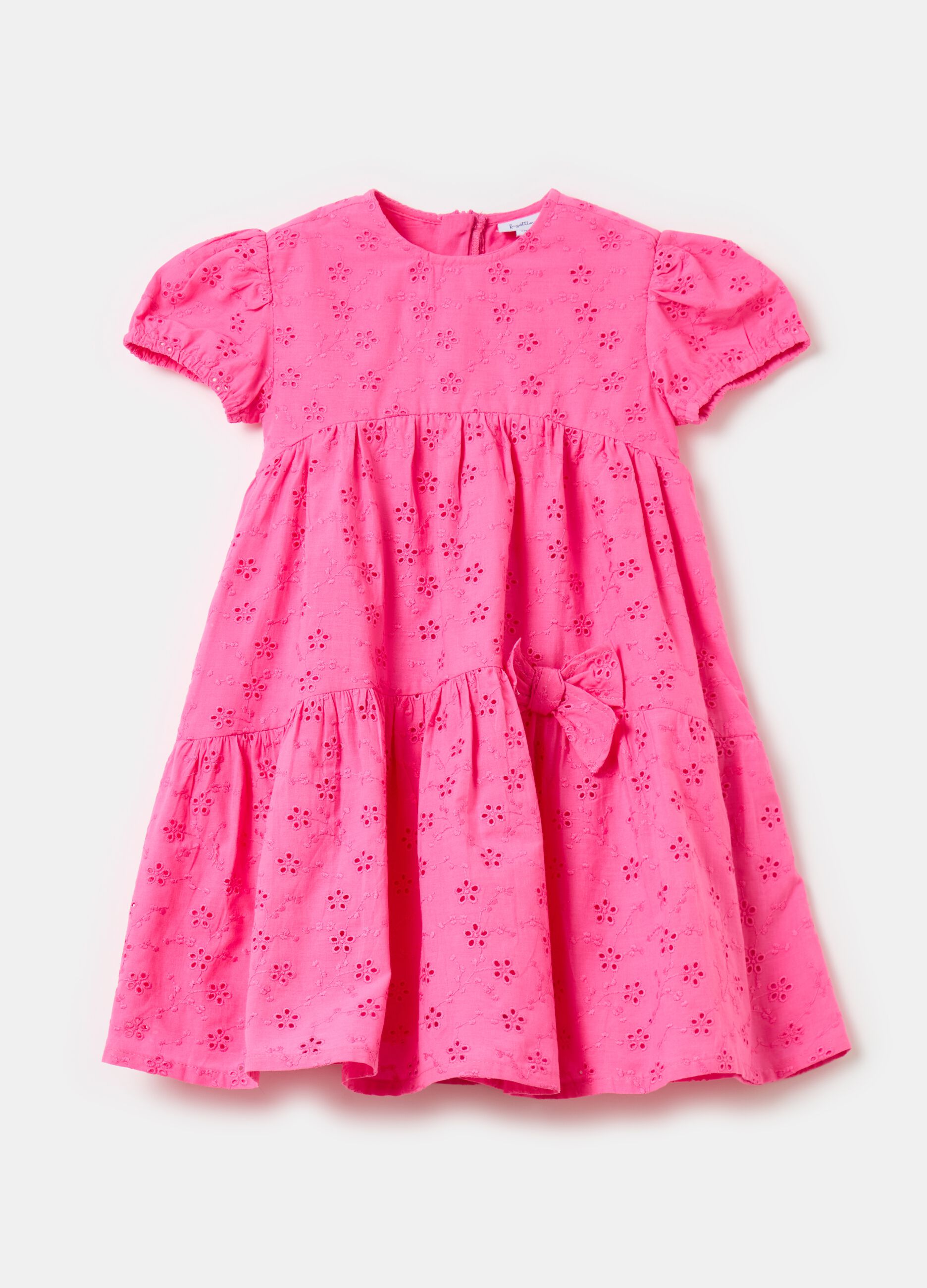Broderie anglaise cotton dress with bow