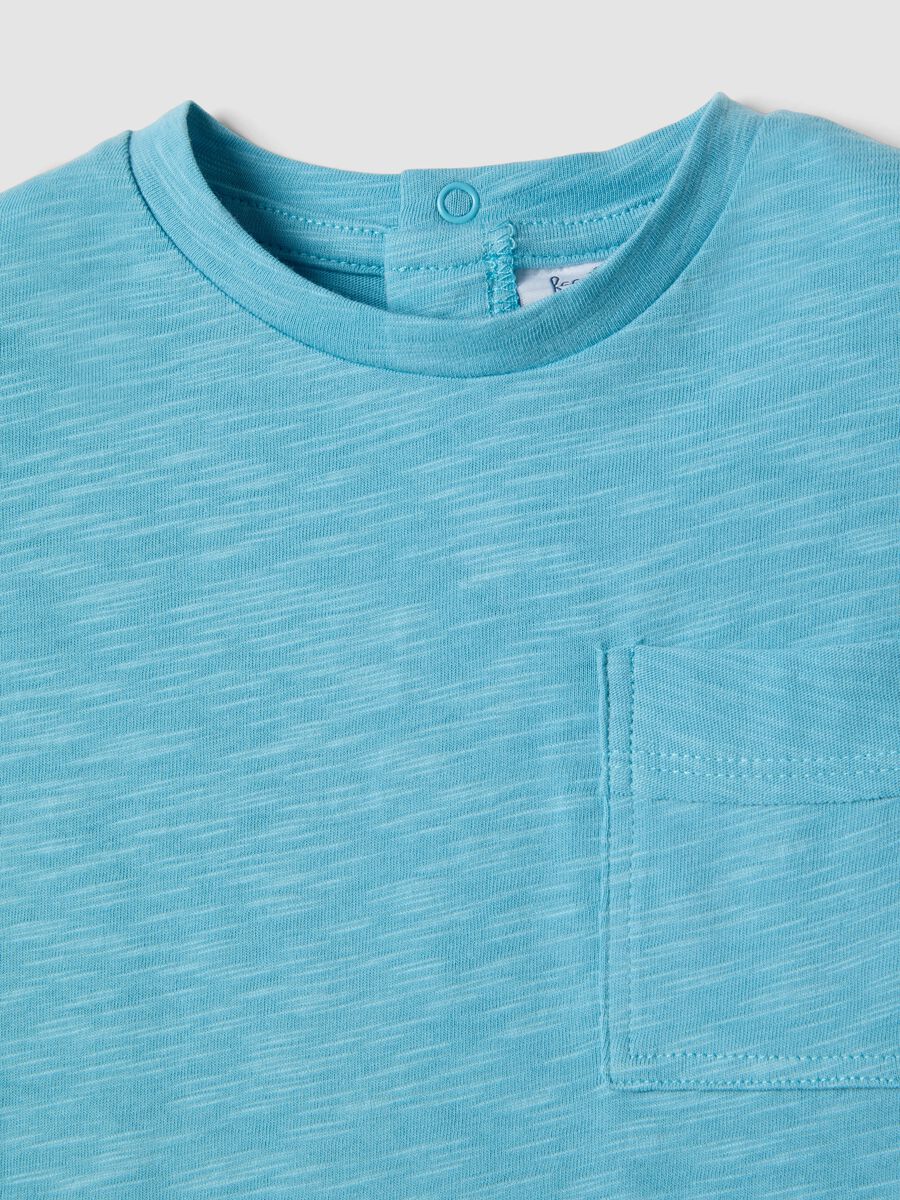 Light blue pure cotton children's t-shirt regular fit with pocket_2