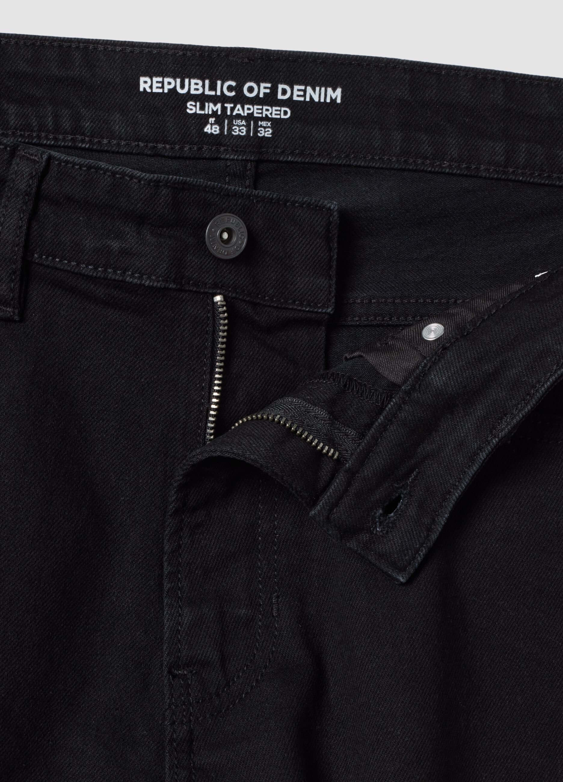 Black slim-fit stretch cotton jeans