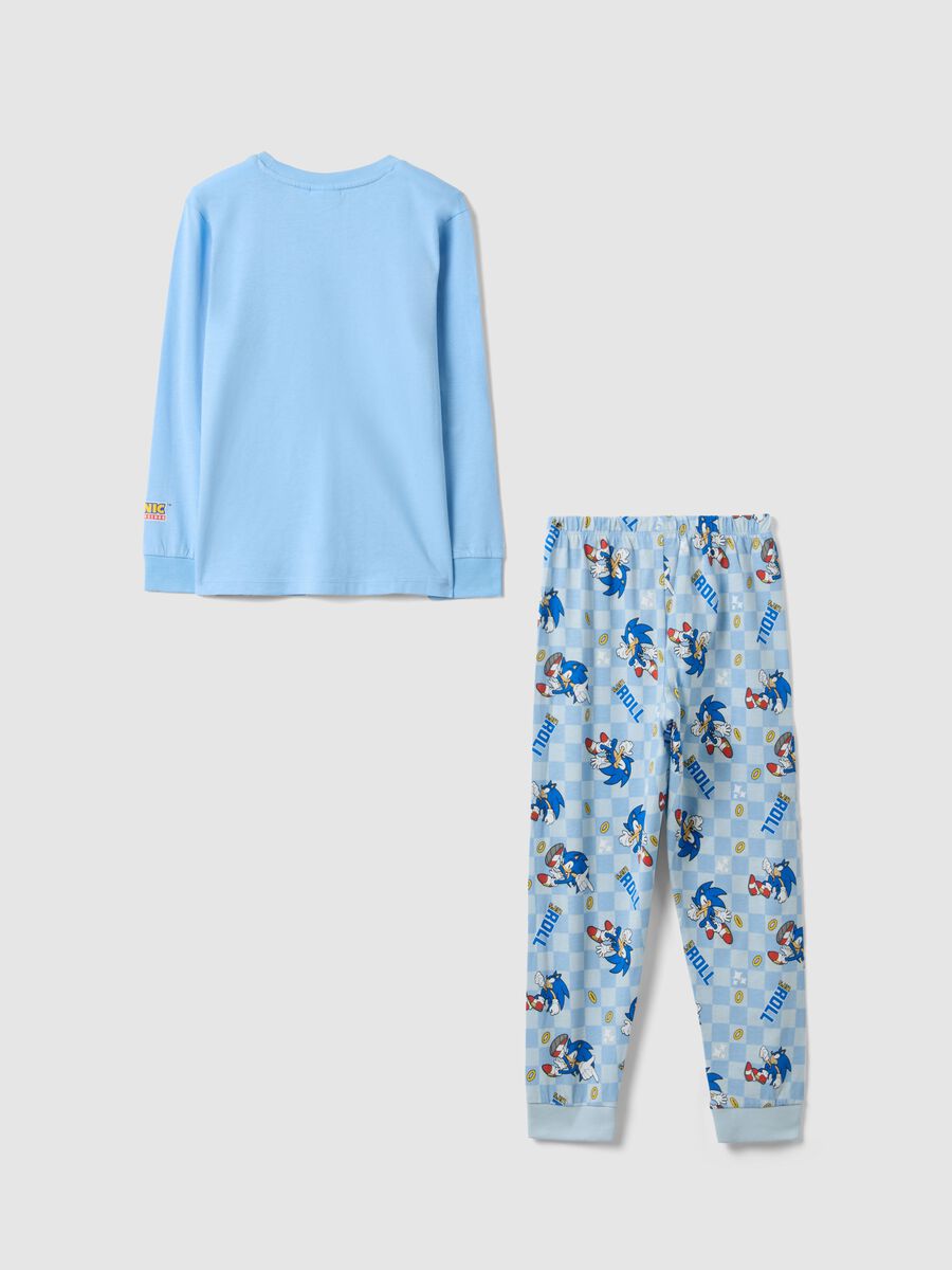 Pigiama in puro cotone azzurro da bambino regular fit con stampa Sonic_1