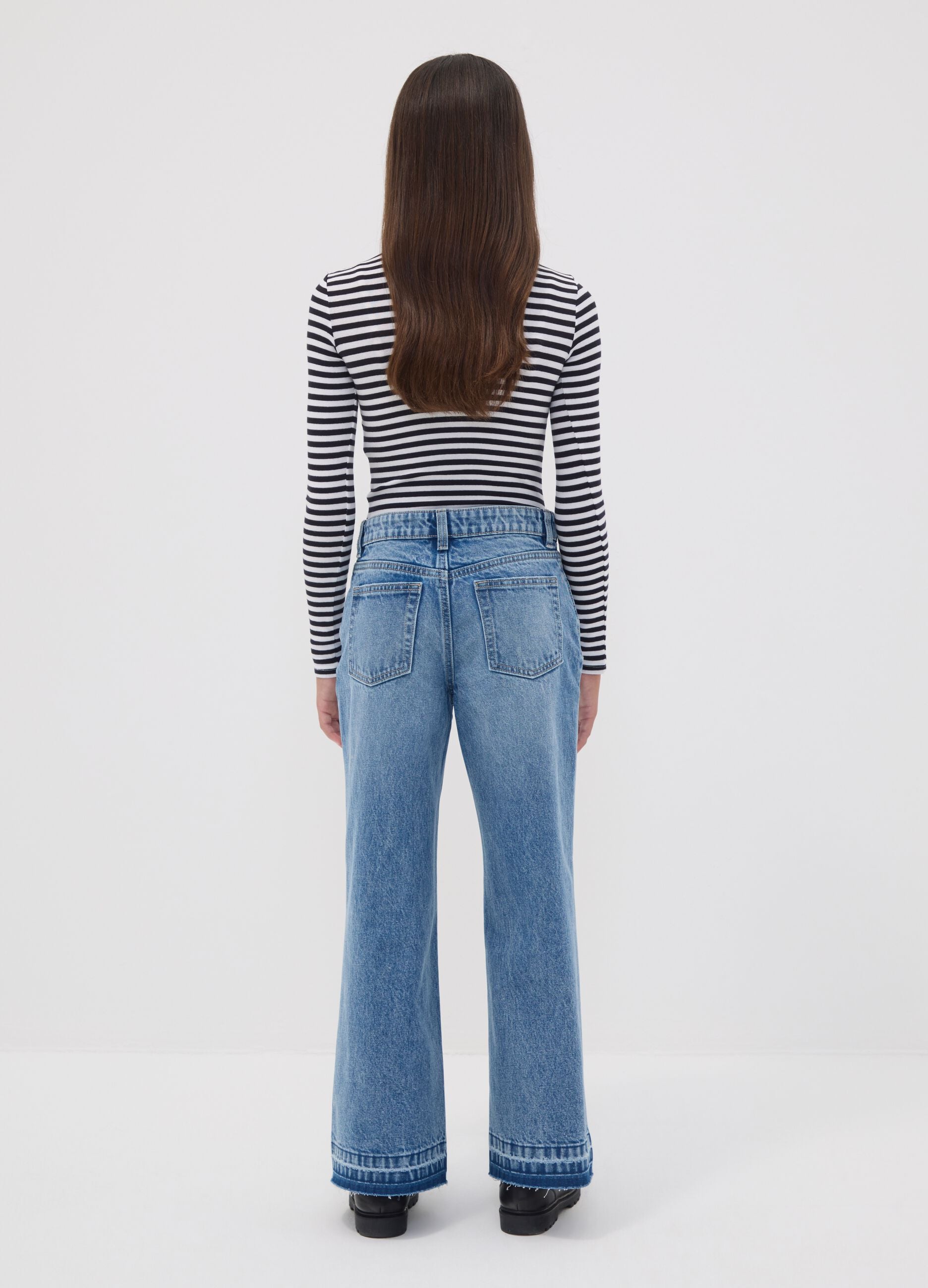 Pure cotton denim culotte jeans for girls