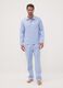 Blau gestreifter Pyjama aus reiner Bio-Baumwolle mit Kragen_0