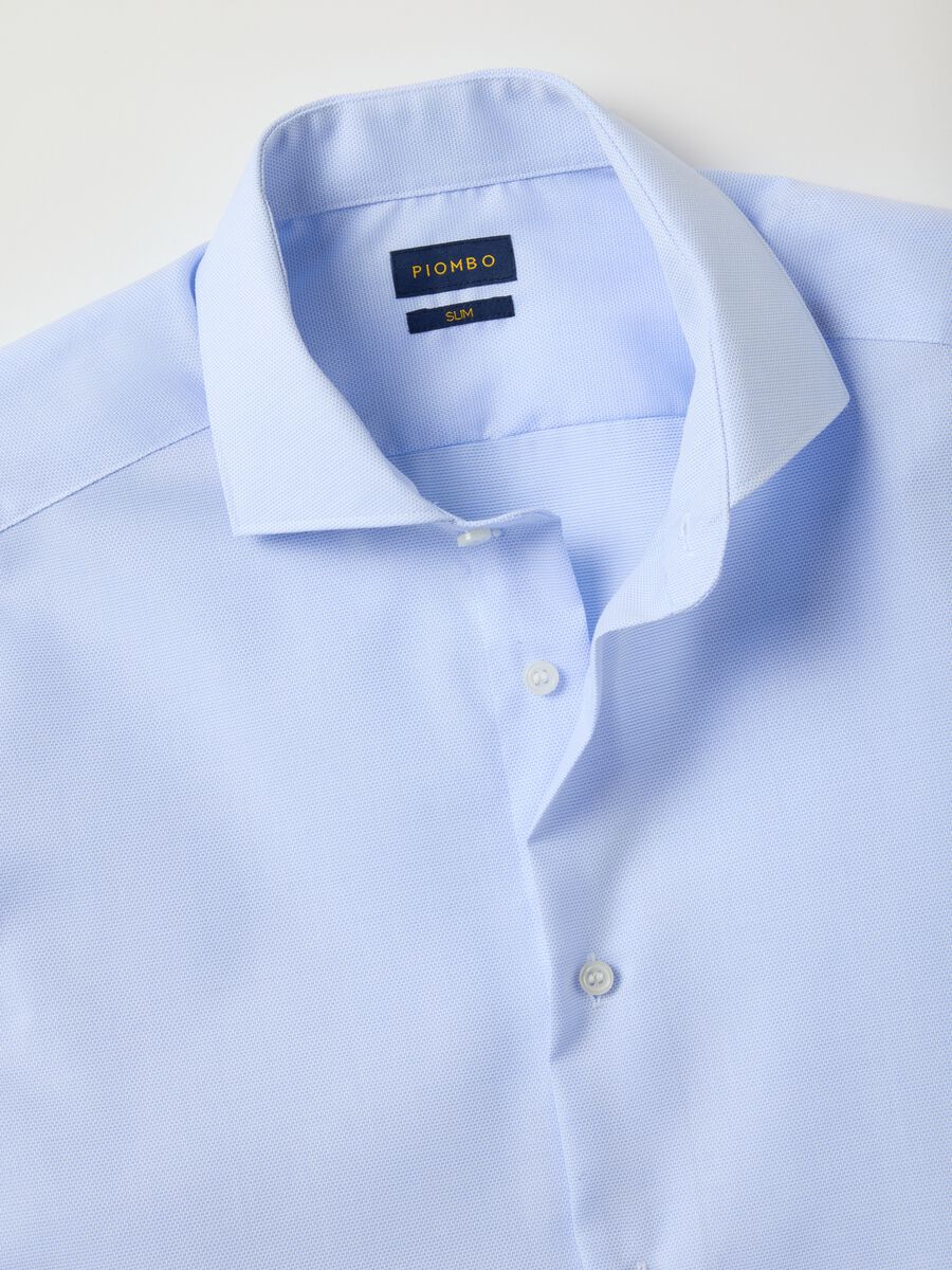 Slim fit light blue pure cotton no iron shirt_1