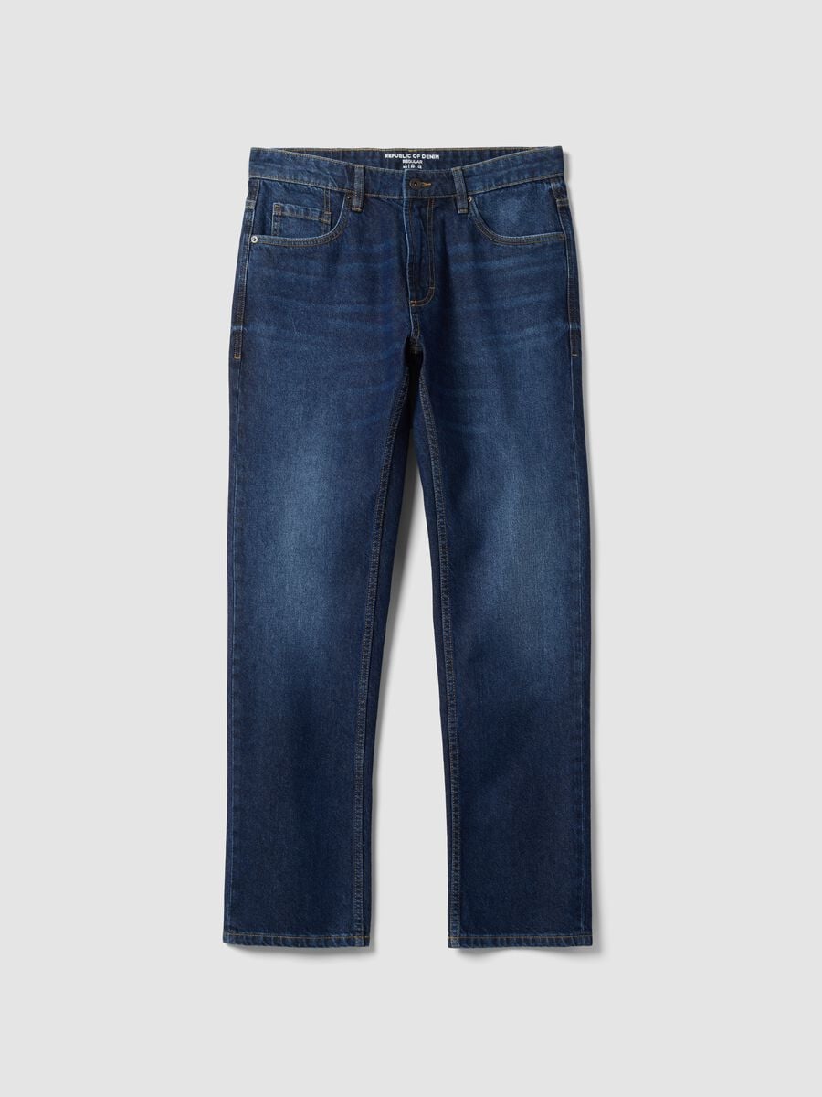 Regular-fit pure cotton denim jeans_0
