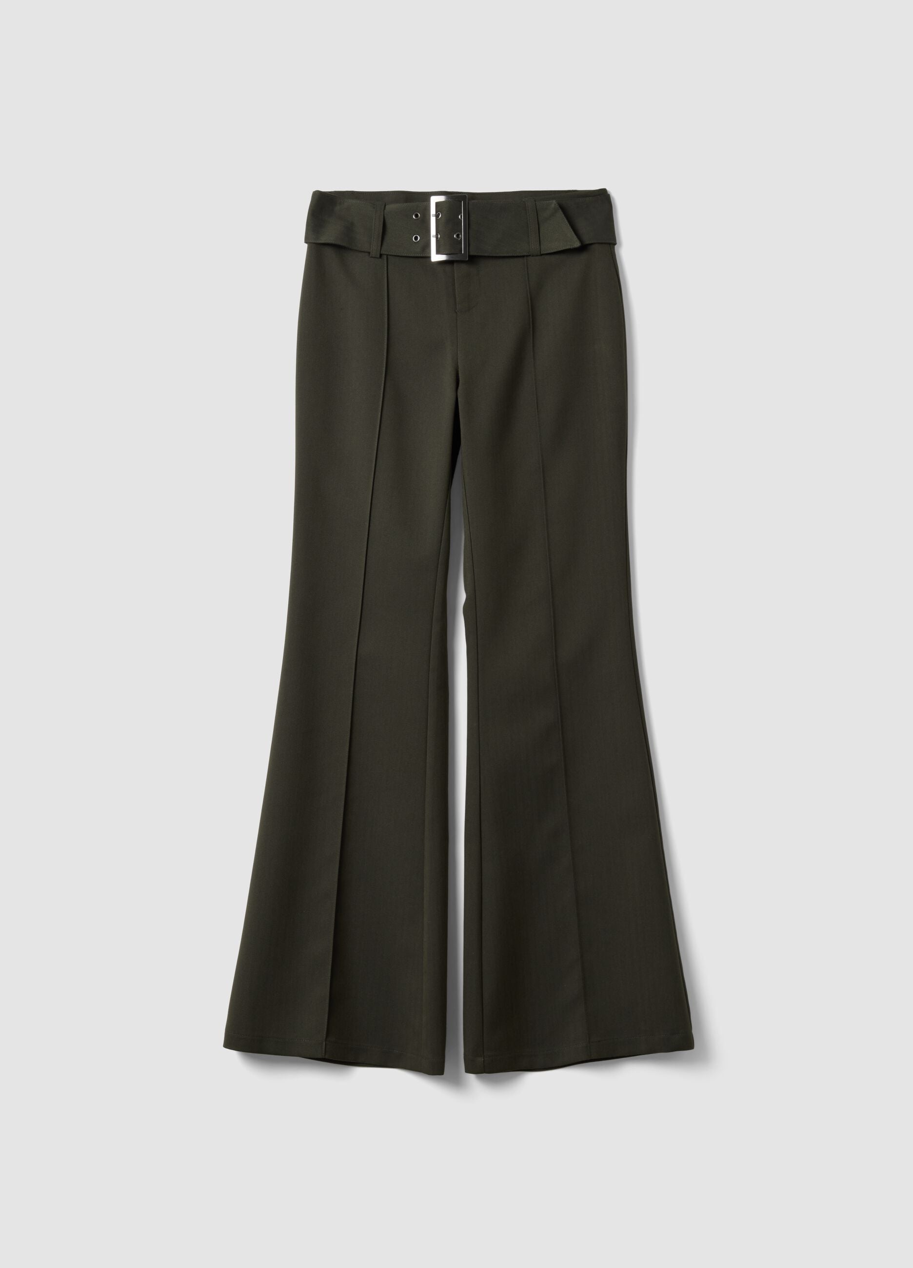Pantaloni verdi in viscosa elasticizzata slim fit