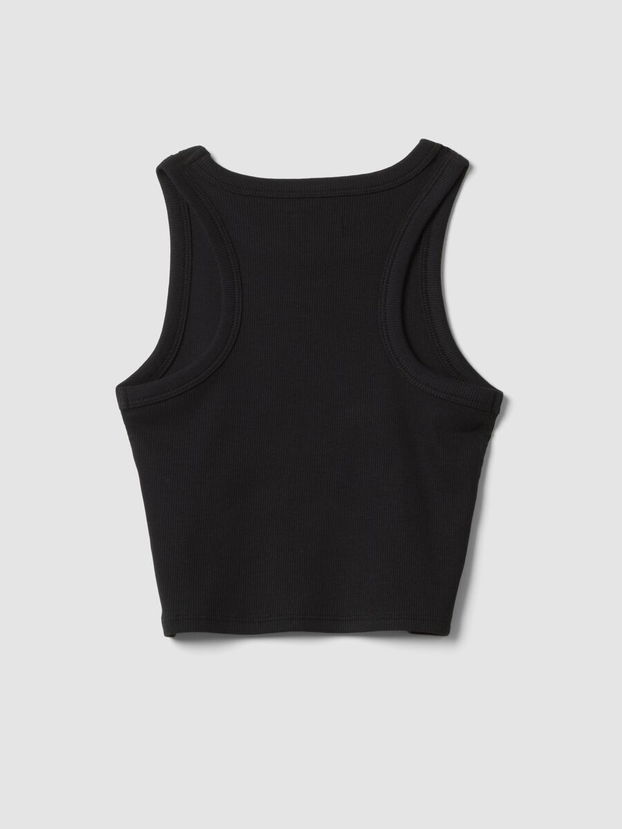 Girls&rsquo; black fitted ribbed stretch-cotton vest top_1