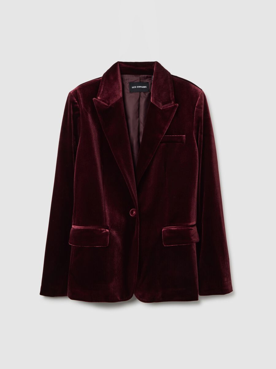 Blazer in velluto rosso slim fit_0