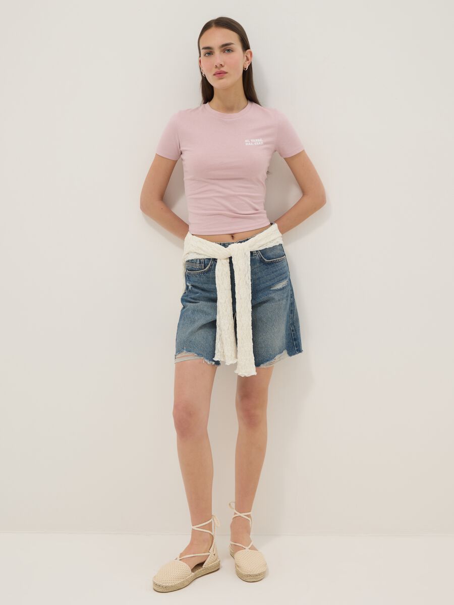 Slim Fit rosa T-Shirt aus reiner Baumwolle mit Schriftzug_2