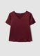 Red satin V-neck stretch blouse, regular fit_0