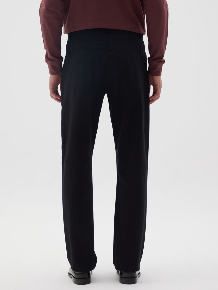 Black Regular Fit Pure Cotton Trousers_3