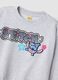 Sweatshirt cinzenta em mistura de algod&atilde;o com gola canelada e estampado Lilo & Stitch_4
