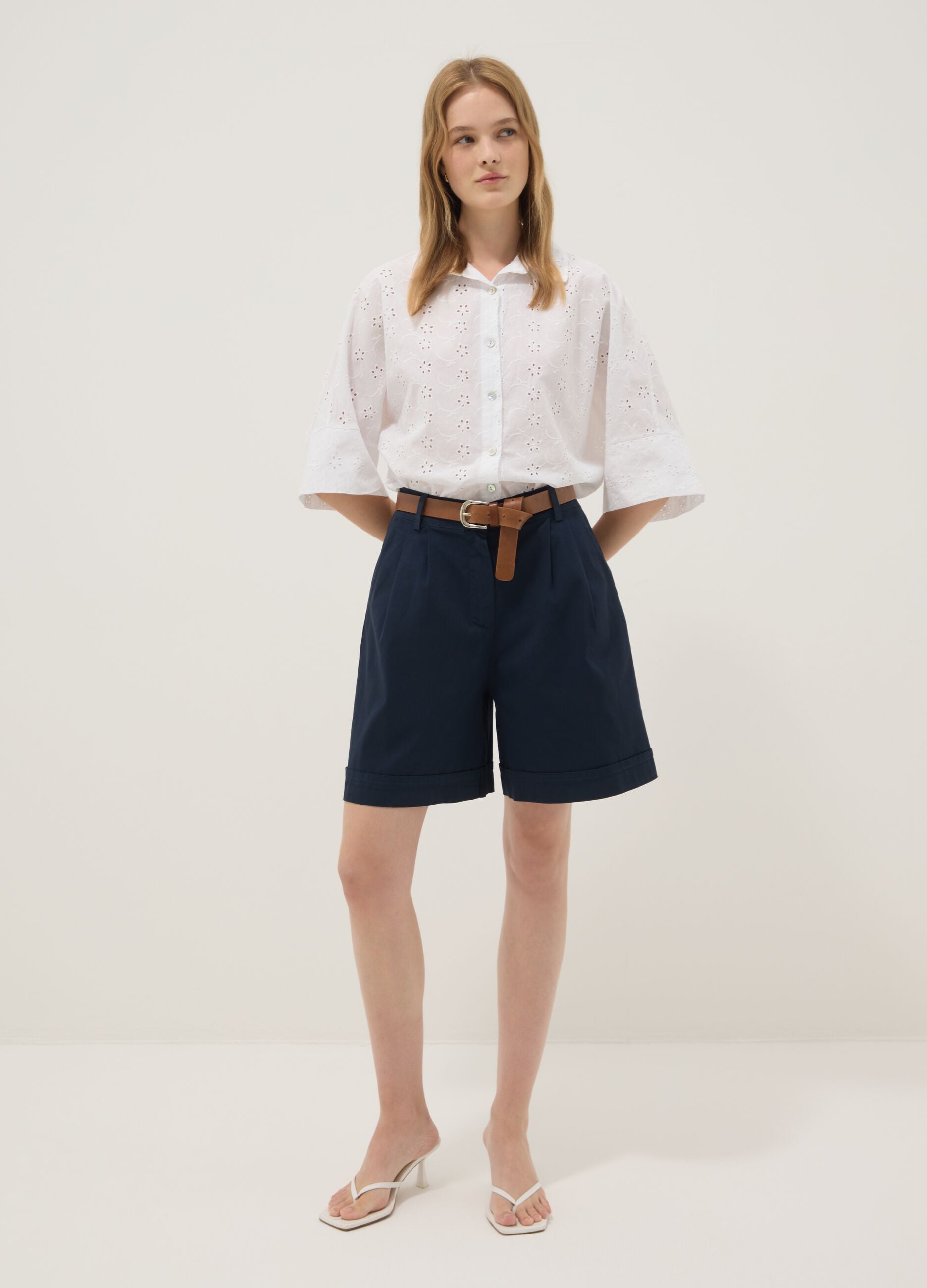 Blue stretch cotton shorts